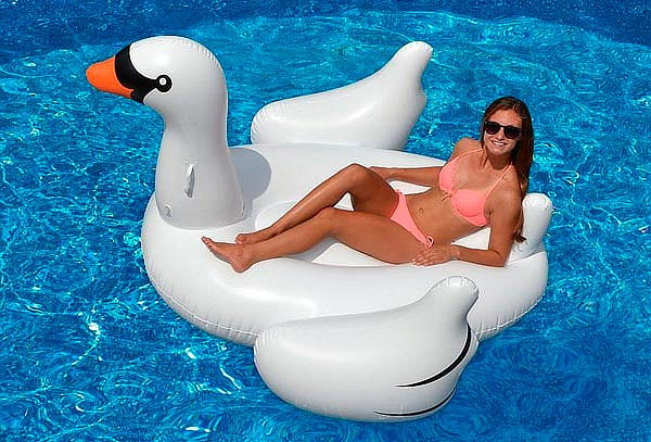 Colchoneta Flotador Cisne Gigante Para Piscina Adultos – Inflable De 194 Cm Con Asas, Juguete De Verano Para Fiestas Y Relajación, Balsa Resistente Para Agua