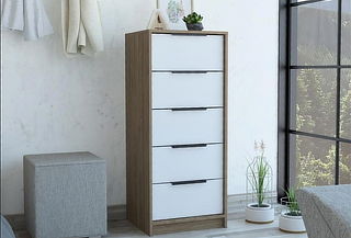 Comoda Tuhome Kaia / 3 o 5 Cajones - Miel / Blanco