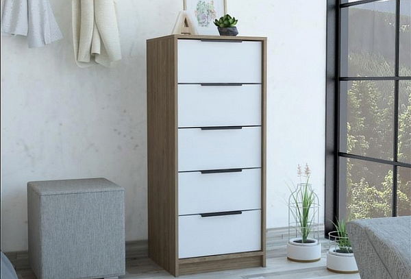 Comoda Tuhome Kaia / 3 o 5 Cajones - Miel / Blanco