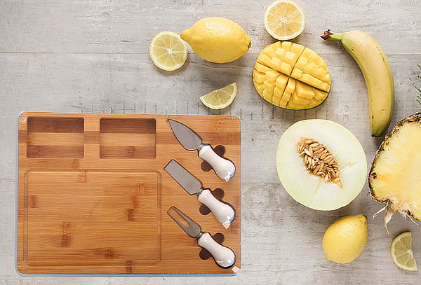 Tabla Cocktail Con 3 Accesorios Mango De Cerámica Blanco