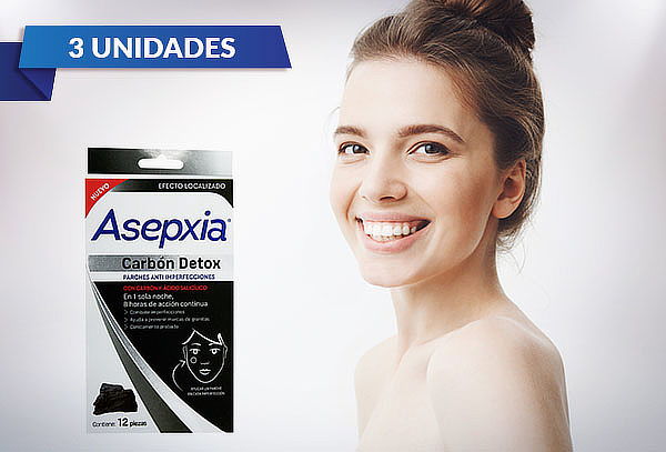 Pack 3 Parches Carbon Asepxia 12 Piezas c/u