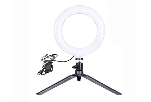 Aro de Luz 16cm con 3 T. Regulable + Trípode de Mesa + Envío