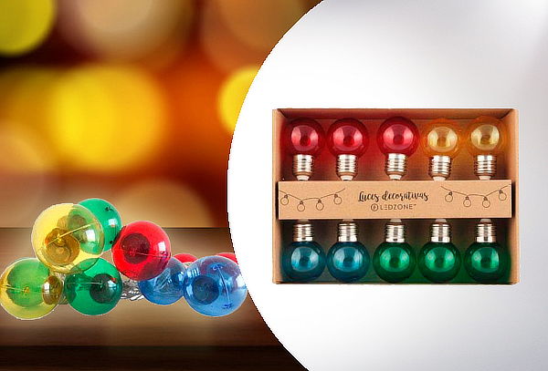 Guirnalda Ledzone Colores Transparente 10 Led Pilas