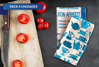 Pack de 6 Paños de Cocina Microfibras 40x60 2 Diseños