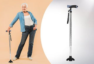 Bastón de Metal con Pata, Mango antideslizante ajustable