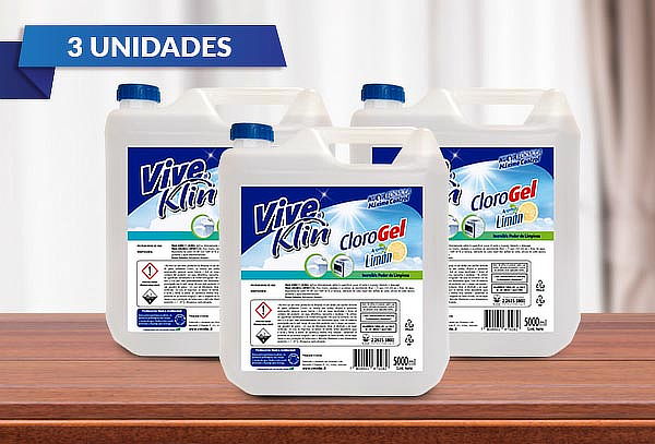 3 Bidones de clorogel Limón de 5 Lts. Viveklin