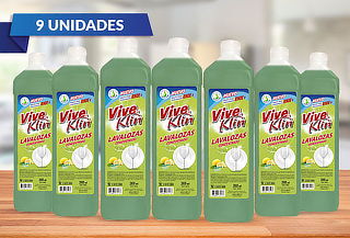 Pack de 9 Botellas de Lavaloza Viveklin Limón 2 Lts  