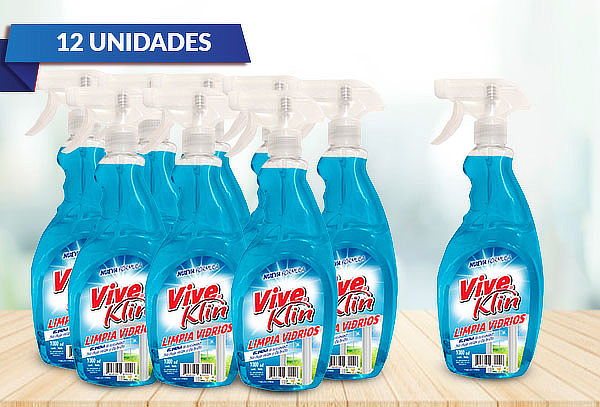12 Botellas de Limpia vidrios con Gatillo de 1 Lt.