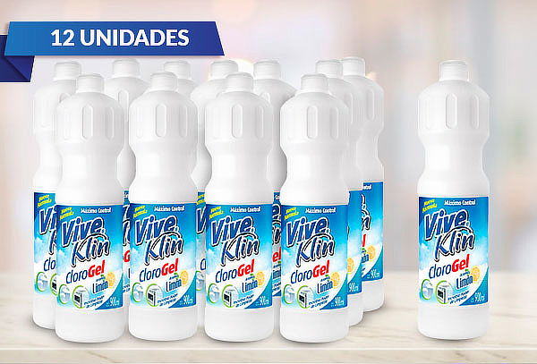 12 Botellas De Clorogel Aroma Limón 900 Ml. Viveklin