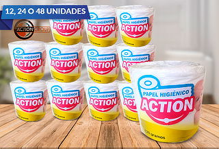 12, 24 o 36 Rollos de Papel Higiénico Action 50 Mts