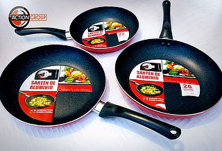 Set de 3 Sartenes Antiadherentes Action Base de Marmol