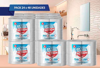 24 o 48 Rollos de Papel Higiénico Action 20 o 30 Metros