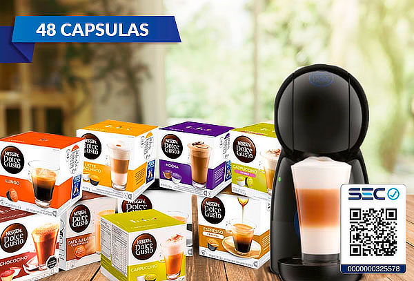 Cafetera DG Piccolo XS + 48 Capsulas Dolce gusto Lungo