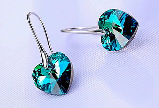 Aros Cristal bañados en oro blanco forma de Corazón
