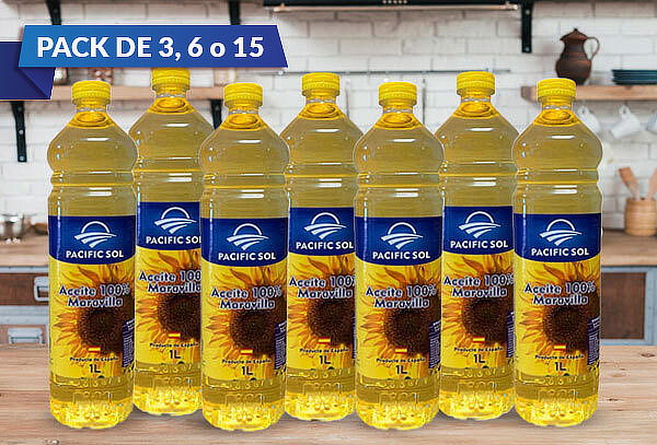 Pack 3, 6 o 15 Aceites 100% Maravilla 1 Litro Pacific Sol