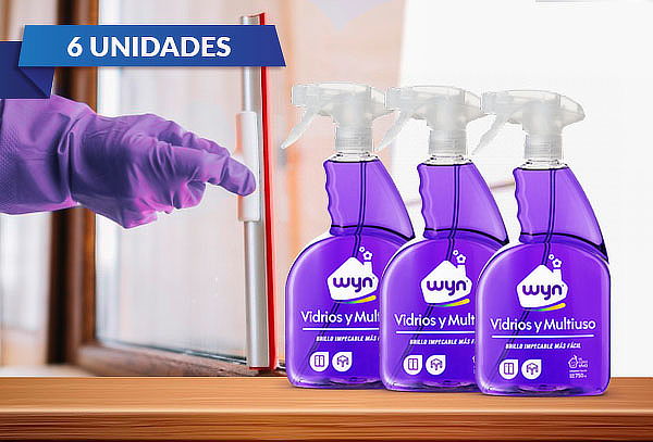 Pack de 6 botellas de Limpiavidrios Wyn 750ml