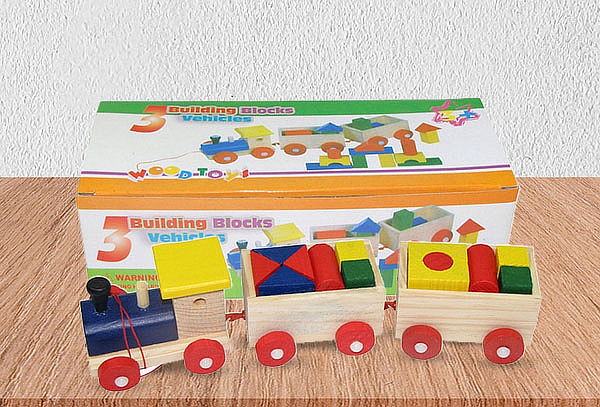 Tren 3 Carros Infantil de Madera