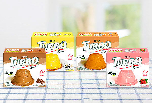 Pack 12 Flanes Turbo Zero, 4 sabores.