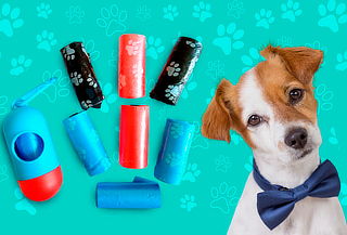 Pack Porta Rollo + 120 Bolsitas Higienicas para Mascotas