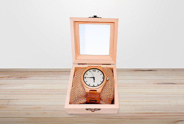 Reloj de Madera Bambú Personalizado + Caja Madera