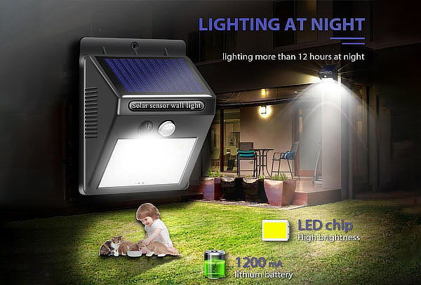 Foco Solar Led Con Sensor De Movimiento Para Exterior