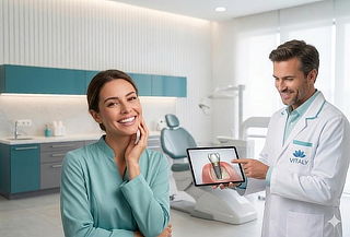 Implante dental + Corona definitiva de porcelana.