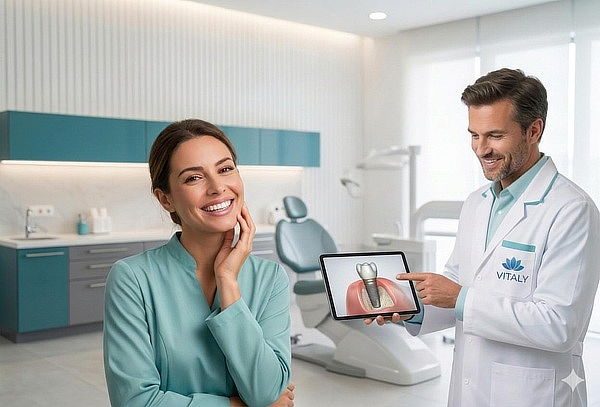 Implante dental + Corona definitiva de porcelana.