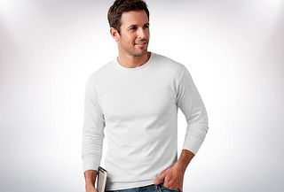 Camiseta hombre manga larga cuello redondo  100% algodón