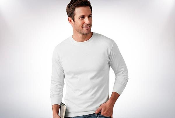 Camiseta hombre manga larga cuello redondo  100% algodón