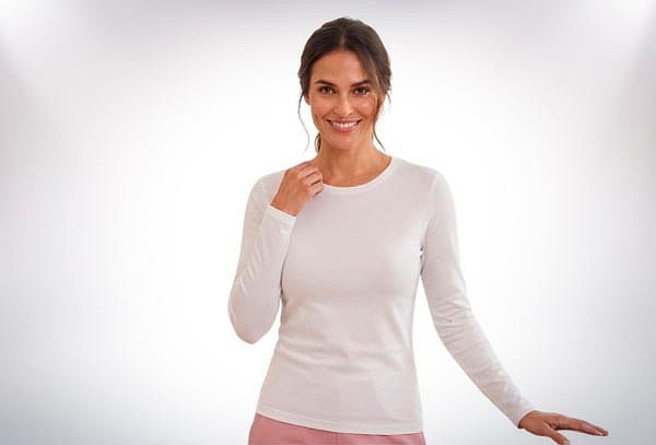Camiseta mujer manga larga cuello redondo 