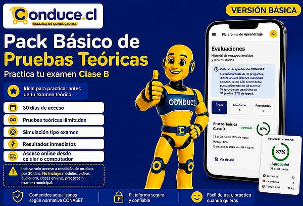 Pack Basico de Pruebas Teoricas en Conduce