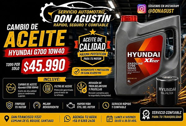 Cambio de Aceite 10W40 + Revisión Tren Delantero y Frenos