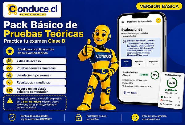 Pack Basico de Pruebas Teoricas en Conduce