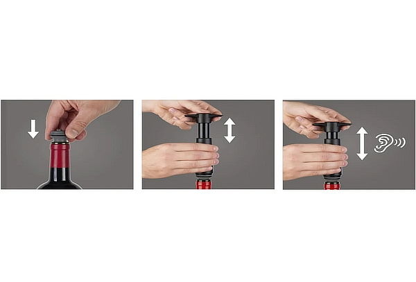 Set Bomba y 4 Tapones de Vacío para Vino 