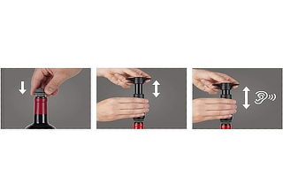 Set Bomba y 4 Tapones de Vacío para Vino 