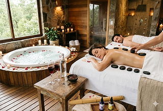 Masaje relajante para 2 con Jacuzzi + Sauna  + Exfoliación