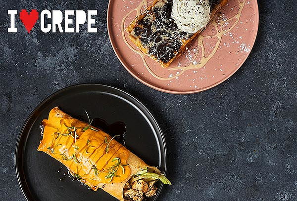 Menú Trilogía: Crepe de Pollo, Panecook, Waffle Avellanas