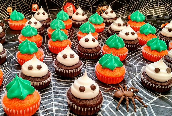 72 o 144 Mini Cupcakes de Halloween Calabazas y Fantasmas