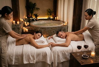 Masaje Relajante en Pareja + Spa, Jacuzzi y Copa de Vino
