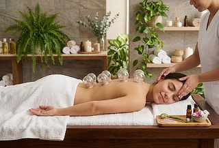 Masaje relajante  + Ventosas + Yoga facial para 1 persona  