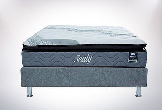Colchón + Box  Sealy "Deva Plomo" con Envío incluído