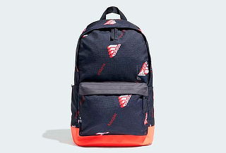 Mochila Adidas Classic Pocket azul marino con logos