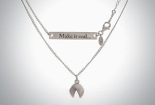 Collar Galleta De La Suerte Plata Nueva Cadena