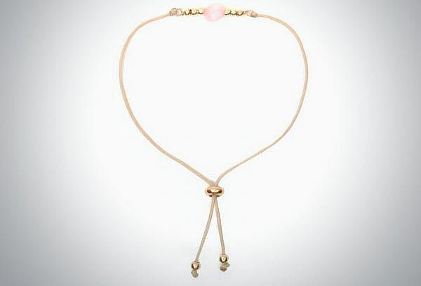 Pulsera Cuarzo Rosa Plata Bañada en Oro 24k