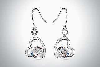 Aretes Cristal Blanco Corte Corazón
