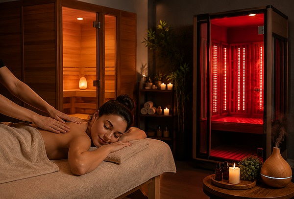 Masaje Relajante en espalda + Sauna Seca + Luz infra roja