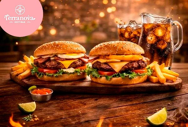 2 Hamburguesas a Elección + 1 Jarra de Refresco y Más