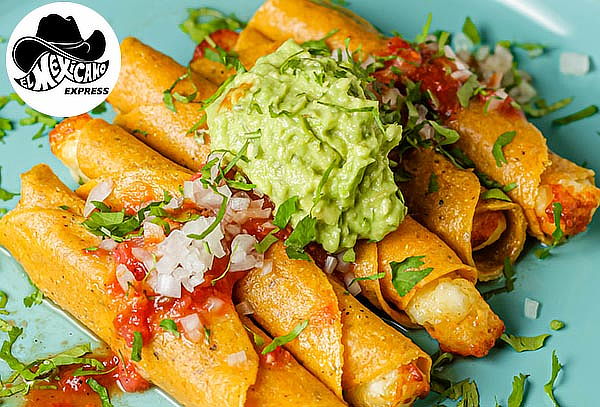 Burrito GRANDE + Trio de Tacos + Flautas Crujientes y más