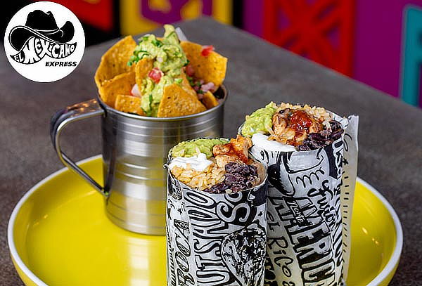 Burrito GRANDE + Trio de Tacos + Flautas Crujientes y más