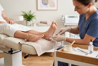 Podología + Exfoliación + Aplicación  de antimicótico